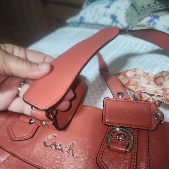 COACH EUC KRISTIN LEATHER CORAL SATCHEL CROSSBODY BAG - Picture 4 of 10